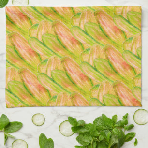 Paño De Cocina Wasabi Verde Tierra Artística Floral Abstracta