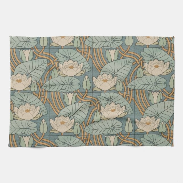 Paño De Cocina Water Lilies Lily Naturaleza Art Nouveau (Horizontal)