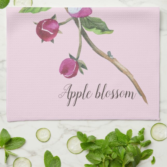 Paño De Cocina Watercolor Apple Blossom Botanico (Doblado)