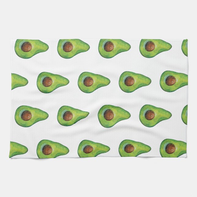Paño De Cocina Watercolor Avocado Pattern (Horizontal)