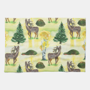 Paño De Cocina Watercolor de los venados de Woodland