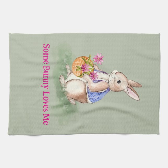 Paño De Cocina Watercolor Easter Bunny (Horizontal)