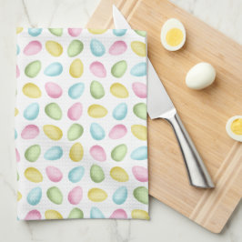 Paño De Cocina Watercolor Easter Eggs Pattern In Pastel Colors