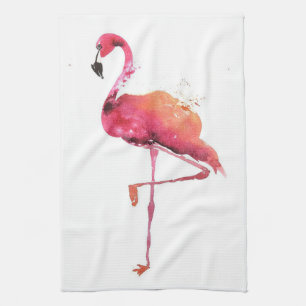 Paño De Cocina Watercolor Flamingo Lovers   Amantes divertidos de