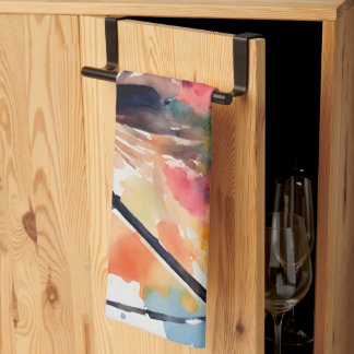 Paño De Cocina Watercolor Girl Singing and Playing Guitar, Colorf