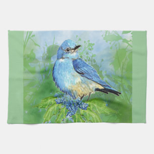 Paño De Cocina Watercolor Mountain Bluebird Blue Bird Art para
