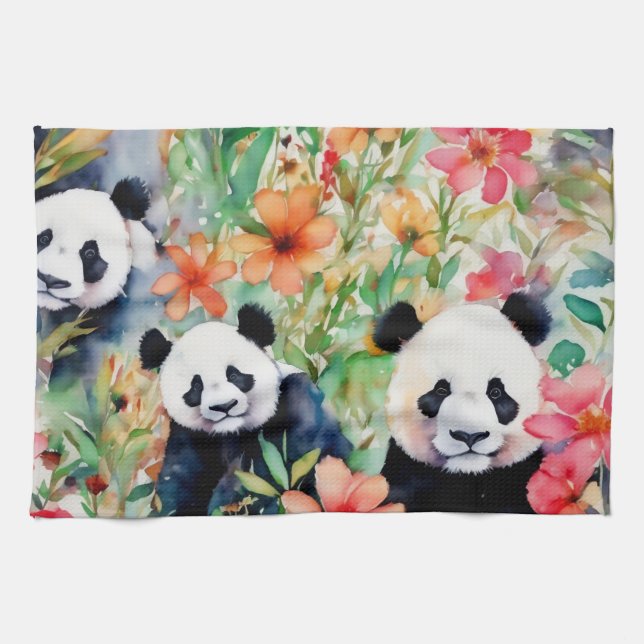 Paño De Cocina Watercolor Panda Bear (Horizontal)