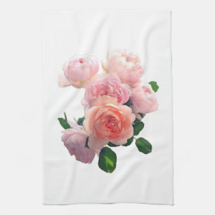 Paño De Cocina Watercolor Roses Rojos Rojos Rosados Plantilla Flo