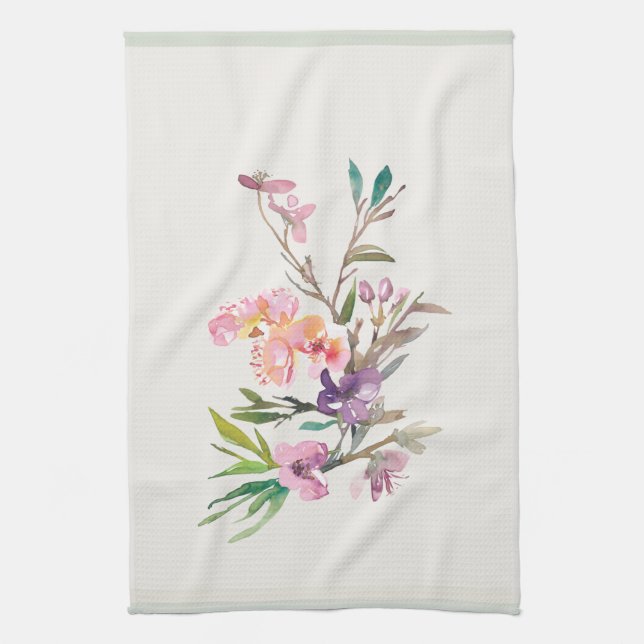 Paño De Cocina Watercolor Spring Floral Accent Botanical (Vertical)