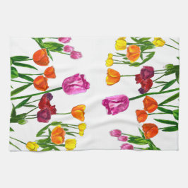 Paño De Cocina Watercolor Tulip Field Floral Kitchen Towel