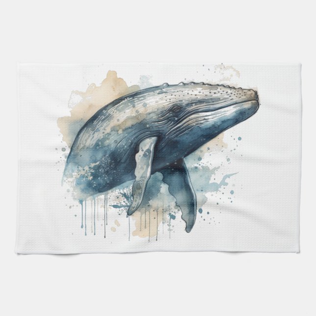 Paño De Cocina Watercolor Whale Wonder (Horizontal)