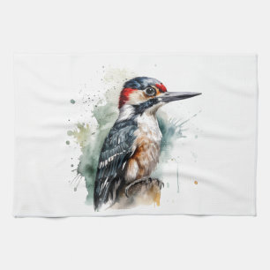 Paño De Cocina Watercolor Woodland Woodpecker