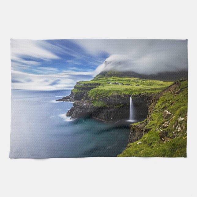 Paño De Cocina Waterfalls | Faroe Islands, Denmark (Horizontal)