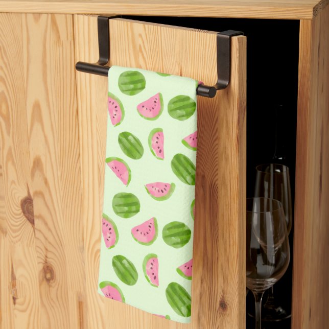 Paño De Cocina Watermelon Pattern Summer Fruit Green PinkTropical (Pliegue de tercios)