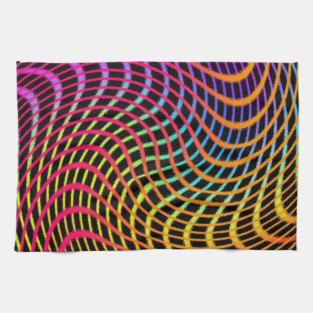 Paño De Cocina Waves of Sunset Abstract Artsy Towel (Horizontal)