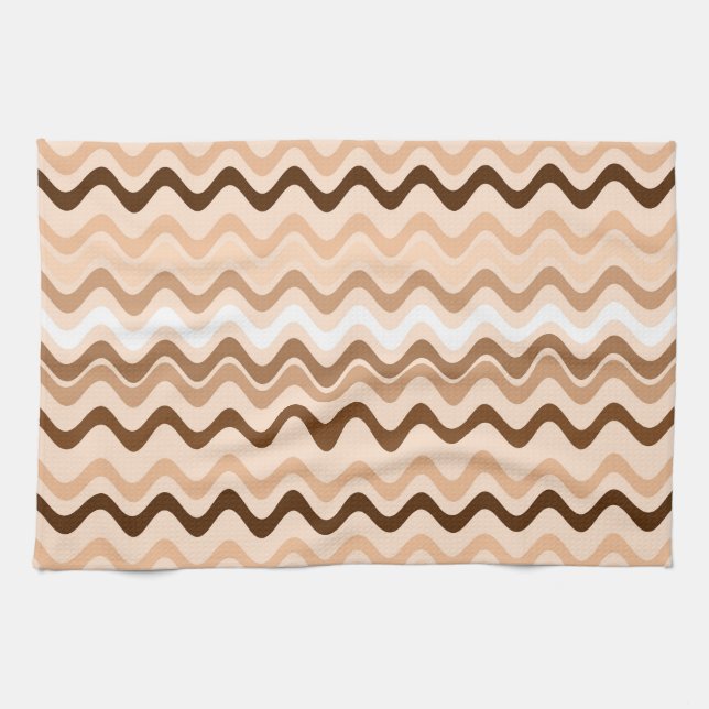Paño De Cocina Wavy Groovy Stripes Beige y Brown (Horizontal)
