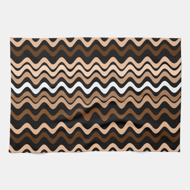 Paño De Cocina Wavy Groovy Stripes Dark Brown (Horizontal)