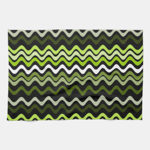 Paño De Cocina Wavy Groovy Stripes Dark Green