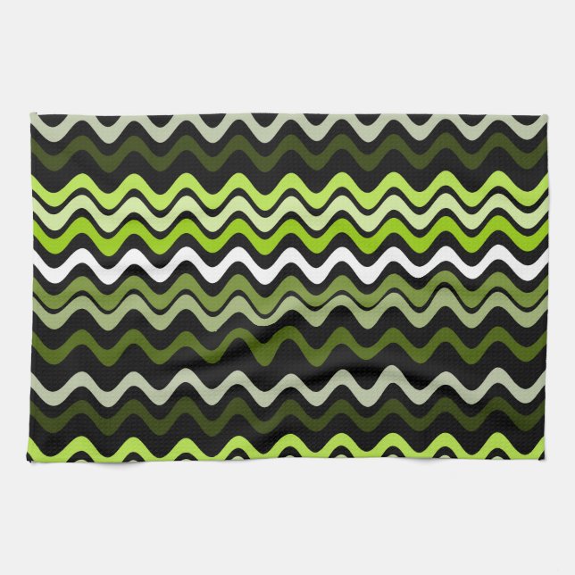 Paño De Cocina Wavy Groovy Stripes Dark Green (Horizontal)