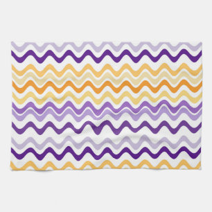 Paño De Cocina Wavy Groovy Stripes Púrpura y Blanco