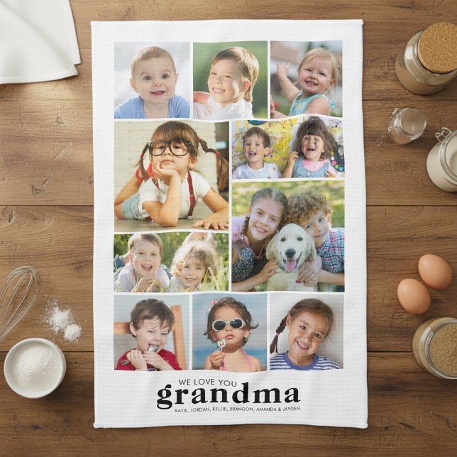 Paño De Cocina We Love You Grandma 10 Photo Collage Names Modern (Subido por el creador)