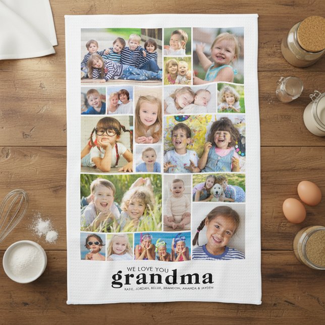 Paño De Cocina We Love You Grandma 19 Photo Collage Names Modern (Subido por el creador)