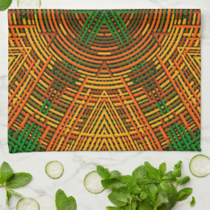 Paño De Cocina Weave Mandala Naranja amarillo y verde