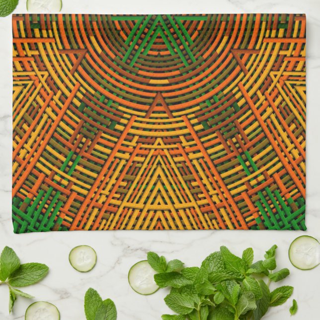 Paño De Cocina Weave Mandala Naranja amarillo y verde (Doblado)