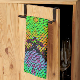 Paño De Cocina Weave Mandala Naranja Verde y púrpura