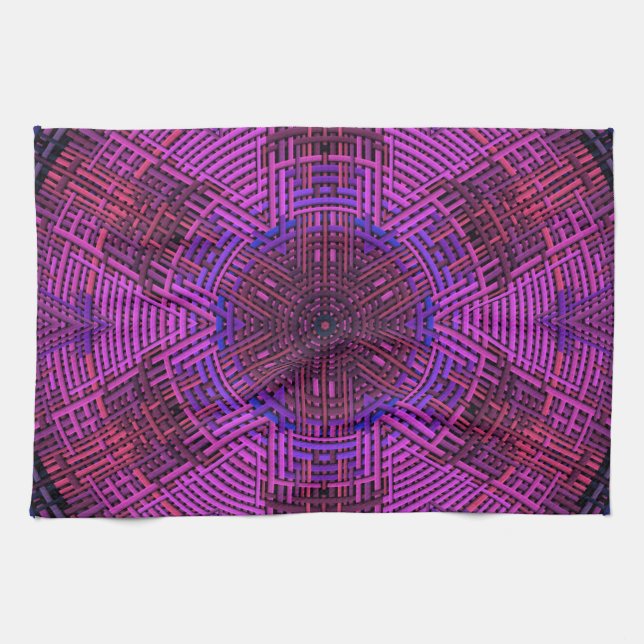 Paño De Cocina Weave Mandala Púrpura rosa y Azul (Horizontal)