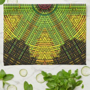 Paño De Cocina Weave Mandala Verde Amarillo y Rojo