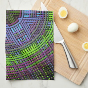 Paño De Cocina Weave Mandala Verde Púrpura y Azul