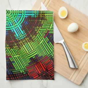 Paño De Cocina Weave Mandala Verde Rojo y Azul