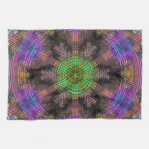 Paño De Cocina Weave Mandala Verde Rosa y Azul