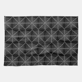 Paño De Cocina Webs de arañas de Halloween en blanco y negro