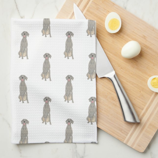 Paño De Cocina Weimaraner (Doblado Cuarto)