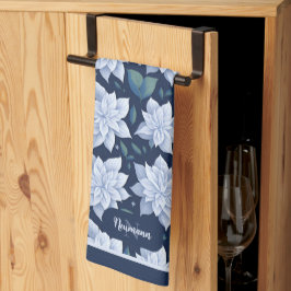 Paño De Cocina Weiße Blüten auf dunklem Hintergrund -