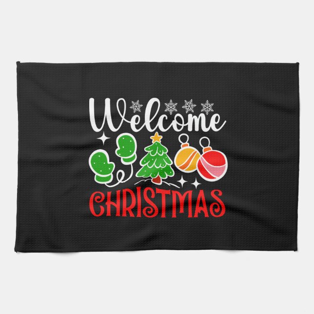 Paño De Cocina Welcome Christmas Tree And Ornaments-23758 (Horizontal)