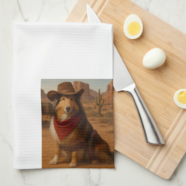 Paño De Cocina Western Sheltie (Doblado Cuarto)