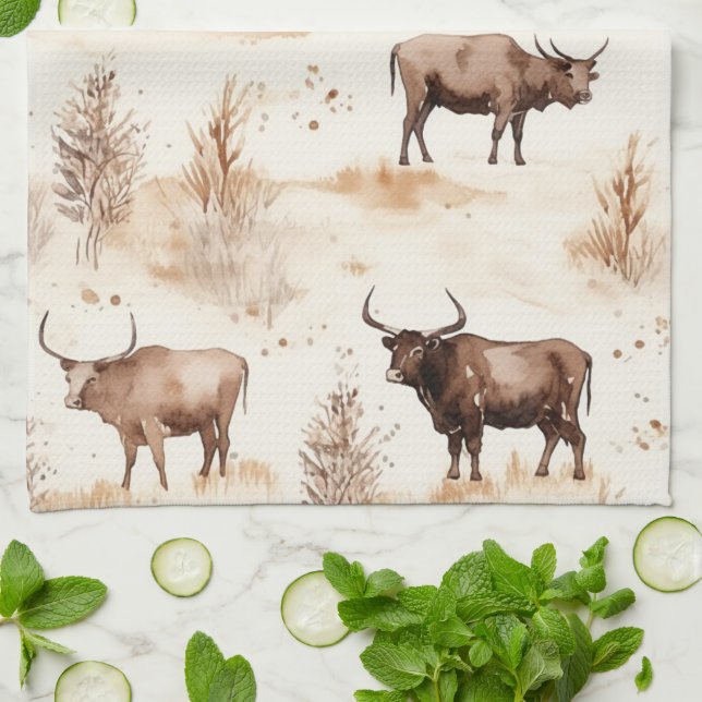 Paño De Cocina Western Southwest Animal Highland Cow (Doblado)