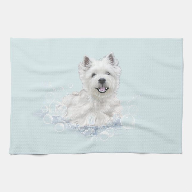 Paño De Cocina Westie Bath Time Fun (Horizontal)