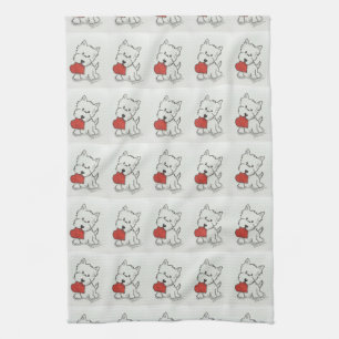 Paño De Cocina Westie con el corazón
