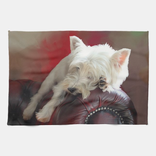 Paño De Cocina Westie descansando (Horizontal)