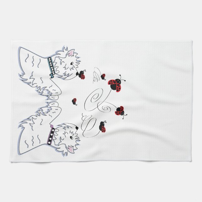 Paño De Cocina Westies y mariquitas (Horizontal)