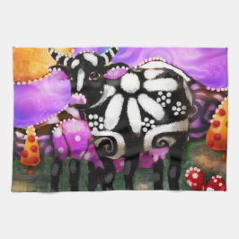 Paño De Cocina Whimsical Abstract Momma & Baby Cow Funky Farm