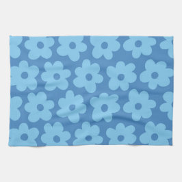 Paño De Cocina Whimsical Blue Floral Retro, Alegre, Preppy