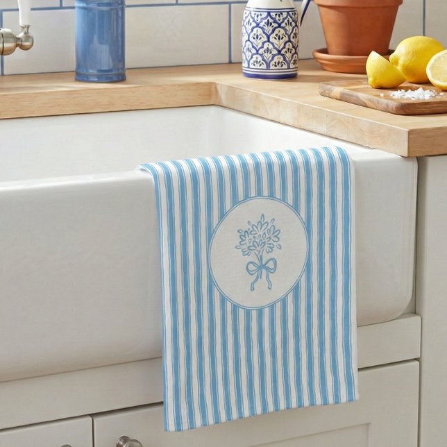 Paño De Cocina Whimsical Blue White Stripe Preppy (Subido por el creador)