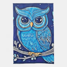 Paño De Cocina Whimsical Chalk Owl