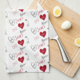 Paño De Cocina Whimsical Doodles Hand Drawn Valentines Day