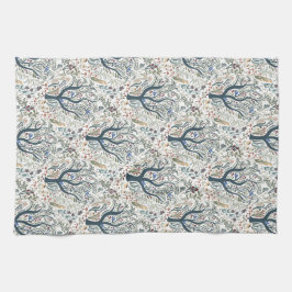 Paño De Cocina Whimsical Folk Art Forest Earth Tones